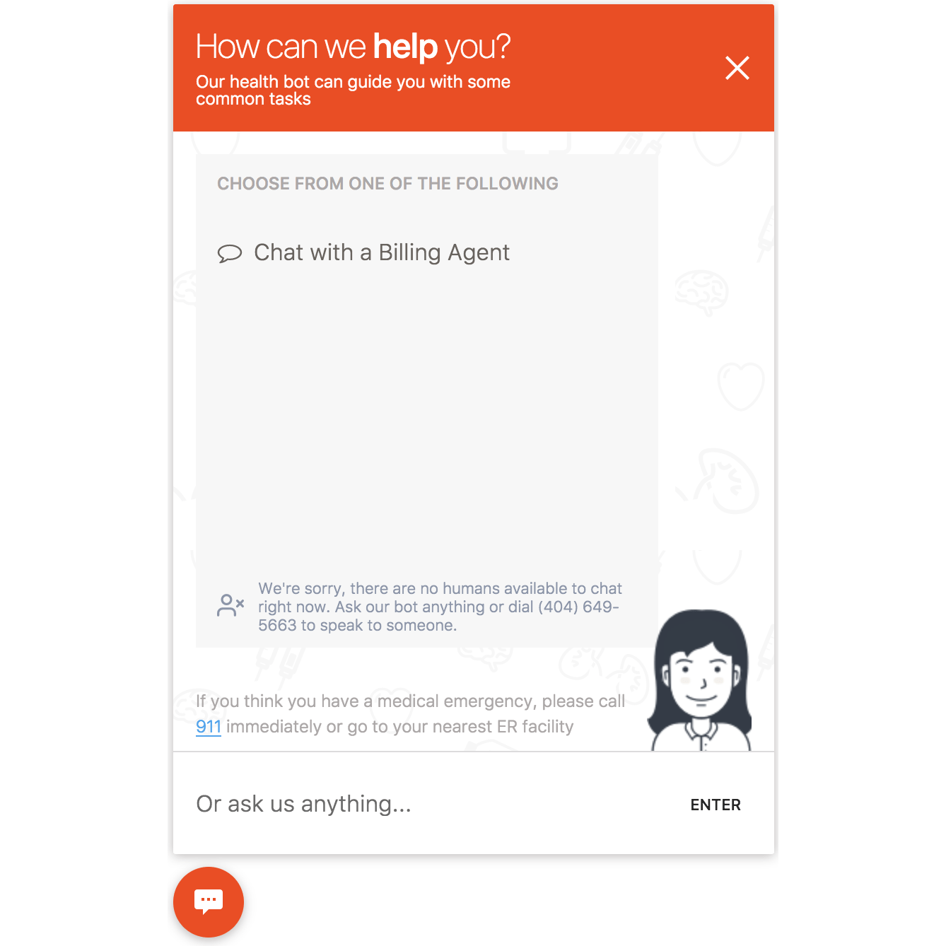 chat bot with billing agent for piedmont healthcare from Loyal healthcare